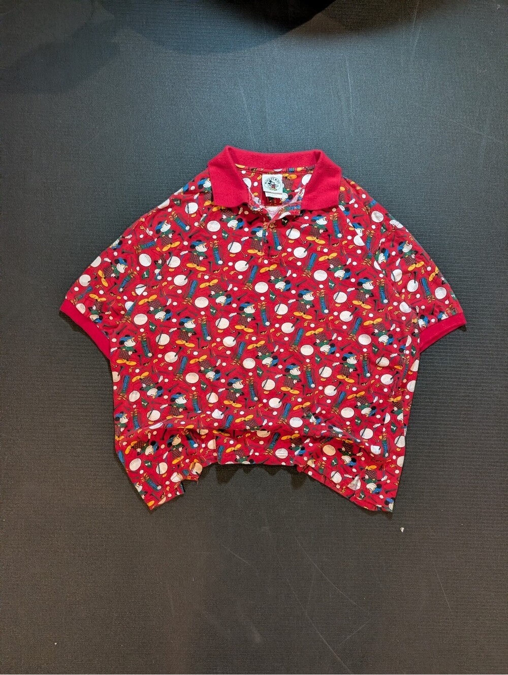 Vintage Mickey & Co Disney Golf Polo Red All Over Print 90s Mickey Mouse Preppy